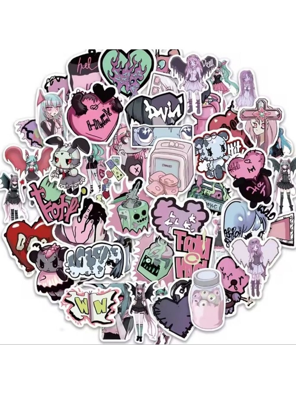 2/$10  25 Piece E-Girl Alt Grunge Goth Anime Sticker Set